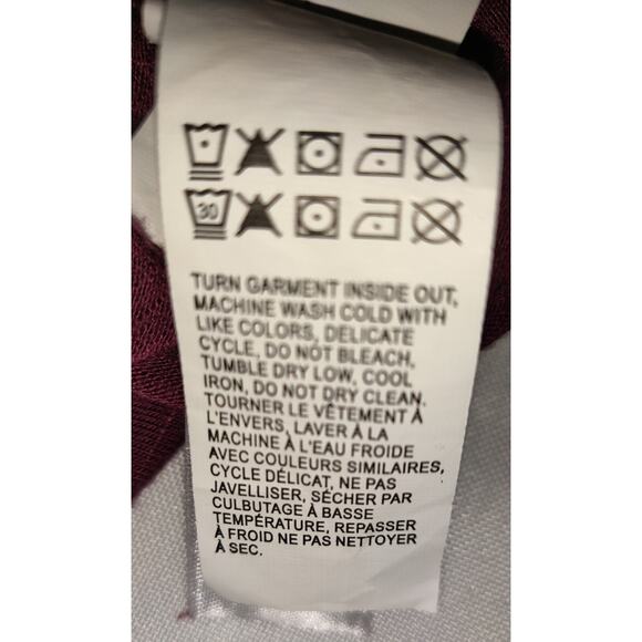 Lucky Brand Peasant Top Shirt BOHO Embroidery SIZE M Medium BURGUNDY Bohemian - Picture 9 of 12